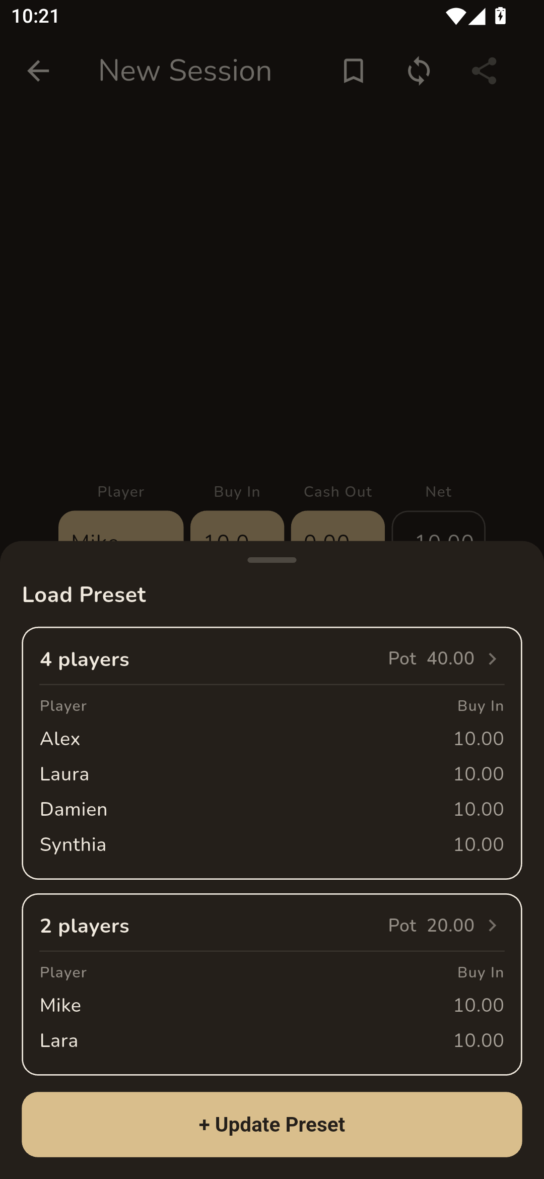 Poker Payout Calculator screenshot
